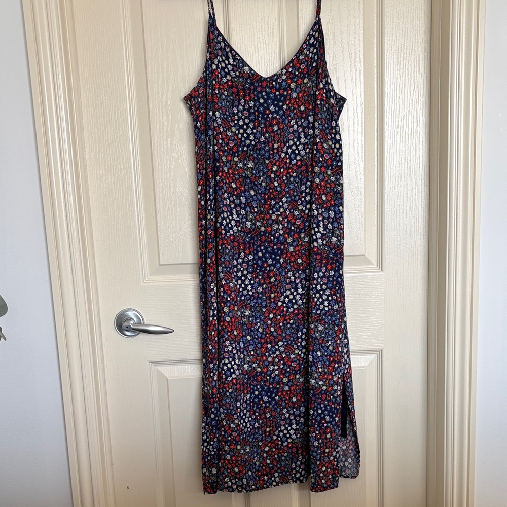 Navy Floral Midi Dress